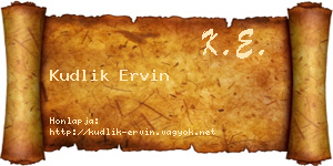 Kudlik Ervin névjegykártya